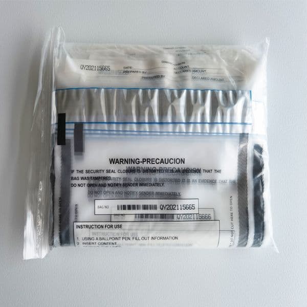 Deposit Bags Cash Handling Bank Deposit Bags Tamper Evident Cash Register Bags with Barcodes