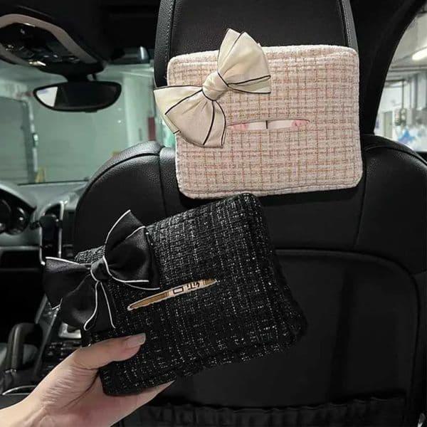 Luxury Designer Decor Small Fragrant Wind Storage Box Hanging Cute Bow Drawer Multifunctional Car Tissue room Decoration For Home 12 16