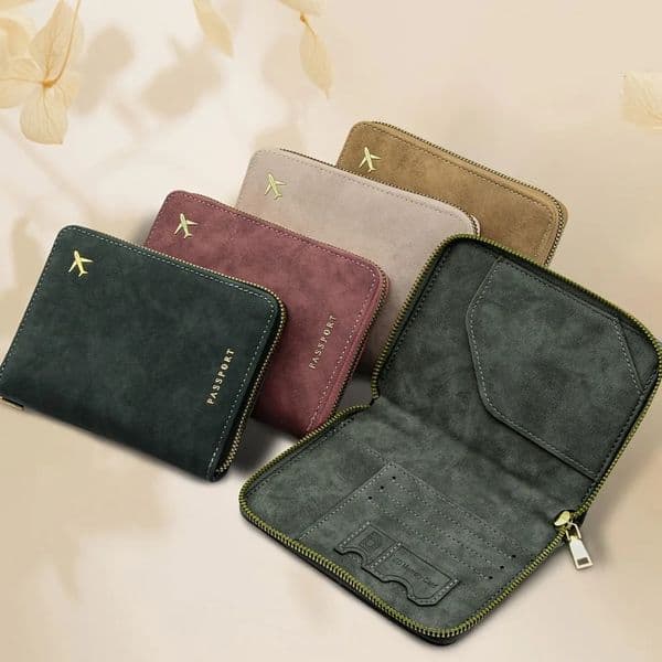 Blocking Passport Wallet with Zipper Thickened PU AntiTheft Travel Organizer Slim Card Holder Storage Bag Essentials 260423