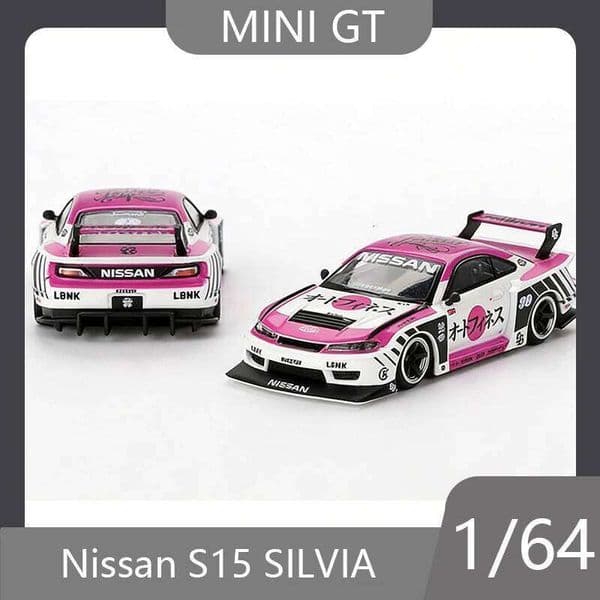 MINIGT 1:64 # 781 Nissan S15 SILVIA Pink Alloy Car Model Boy Toy Birthday Gift Desktop Ornament Collection 26H0424