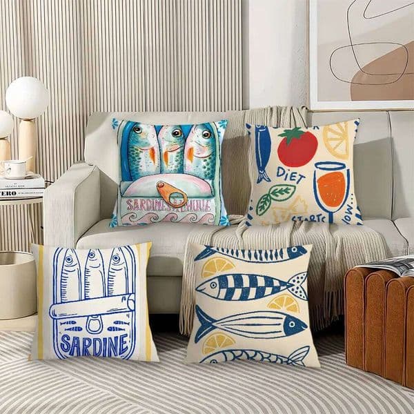 Cuadros decorations Sardines Nordic Pillow Case Office Cushions Suitable For Sofa Car Decorative Cushion Cover 26L0424
