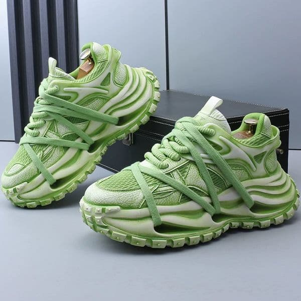 Summer new thick-soled height-increasing green sports casual shoes, versatile and breathable mesh dad shoes Zapatos Hombre x11