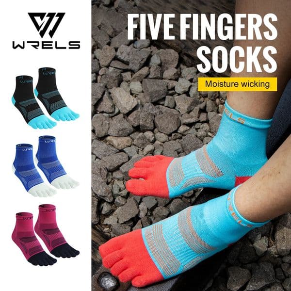 WRELS Athletic Ankle Toe Socks Five Finger Socks Breathable Athletic Running Sports Cushioned Moisture Wicking Five Toe Scocks 260424