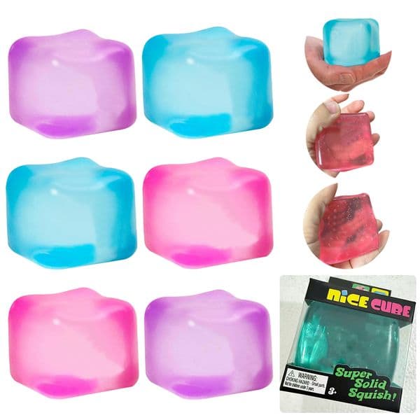 5.5cm Slow Rise Ice Cube Squishy Toy, TPR Stress Relief Fidget Squeeze Ball for Anxiety Relief & Party Favors and for Kids Adults Party Gifts