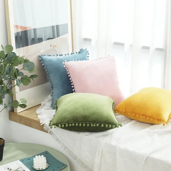 Fringe Trim Macrame Throw Pillow Covers Ball Flower Cushion Covers Pillow Case Decorative Pillowcase for Couch Sofa Bed JAF066 260423