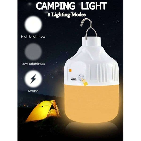 White 1200mAh 3-speed white USB rechargeable LED hook-type bulb camping lantern power outage emergency light S260423