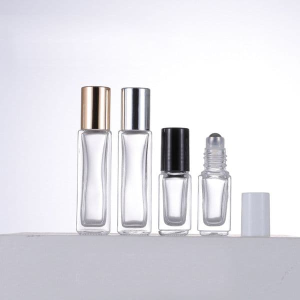 3ml 8ml Perfume Roll On Glass Bottle Silver Gold Black Cap Clear with Metal Ball Roller Essential Oil Vials 100pcs