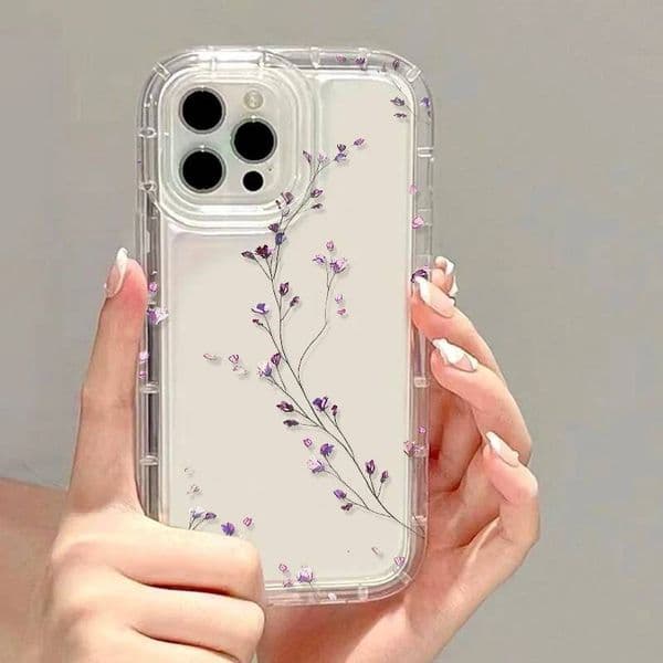 Flower Phone For 17 16 Case iPhone 13 15 14 11 12 Pro Max 16E Air 8 7 Plus XR SE Transparent Shockproof Cover
