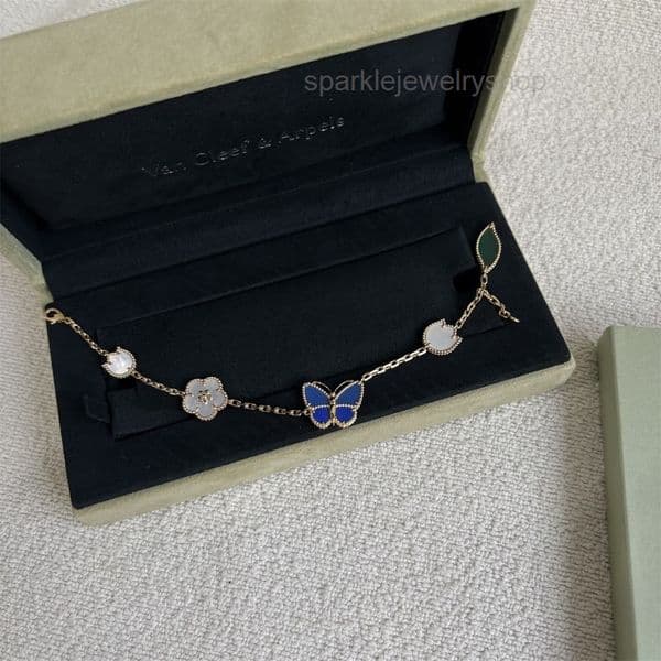 vanly cleafs Designer Bracelet designer bracelet four-leaf clover blue butterfly five-flower women thickly plated luxury