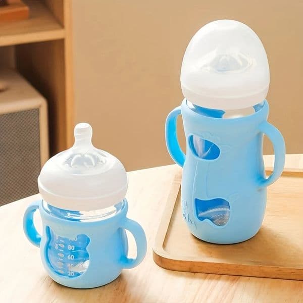 8oz240ml Wideneck Bottle Silicone Sleeve Baby Handle for Milk Feeding Protector 260424