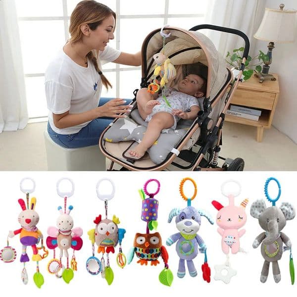 born Baby Plush Stroller Toys Rattles Mobiles Cartoon Animal Hanging Bell Educational 012 Months 260424