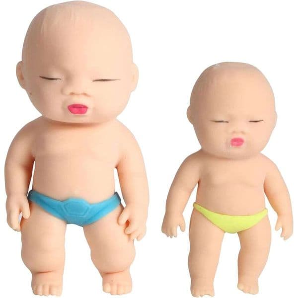 AHHSOY 2 Pack Squeeze Cute Little Baby Doll Fidget Toys, Stress Relief Sensory Squishy Toys for Kids Adults (White)