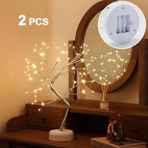 1Pcs/2Pcs Ambience LED Lights Room Decor Tree Copper Wire USB/AA Battery Powered Bedroom Decorative Desk Table Lighting