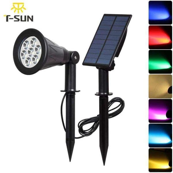 T-SUN 7LEDS Spotlight IP65 Waterproof Garden Wall Light With Fixed Color Solar Lamp Outdoor