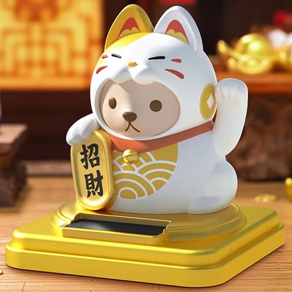 Solar Powered Maneki Neko Lucky Cat Figurine 3 Inch Large Size Pink Red Yellow Car Home Desk Decoration Gift Ornament 260424