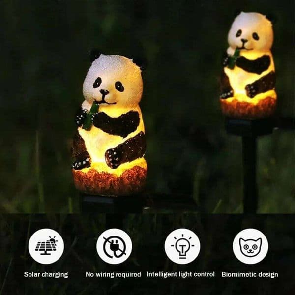 New LED Solar Panda Courtyard Decorative Atmosphere Resin Animal Lamp Outdoor Park Corridor Ground Insertion Lawn Light