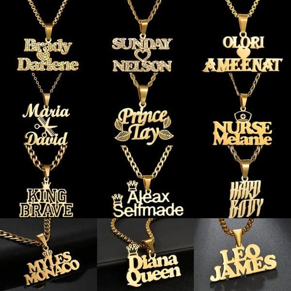 Multiple Styles Personalized Custom 2 Names Necklace Stainless Steel For Men Women Big Size Pendant Christmas Jewelry Gifts260421