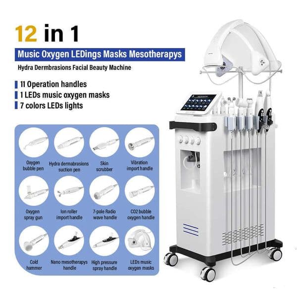 Ace Top Quality 12 In 1 Face Dermabrasion Machine Oxygen Mask Pnewodynamic Skin Rejuvenation Face Aqua Peeling Bubble Deep Cleaning Beauty Beauty Salon