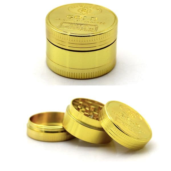 Wholesale Creative GOLD Design Mini 50mm 3layer herb grinder Portable Newest Metal Zicn alloy tobacco grinders for smoking