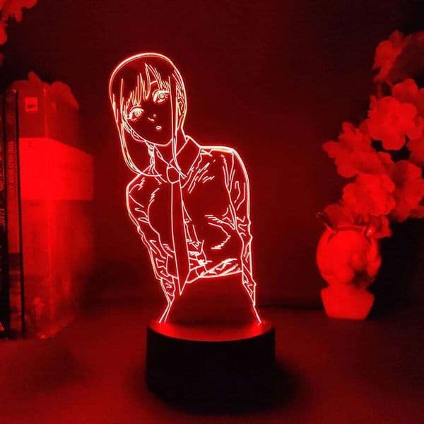 Colorful Anime Figure Nightlight Power 3D Lamp Denji Manga Lights Cute Makima Lighting Decoration Lamps for Bedroom Xmas Gift