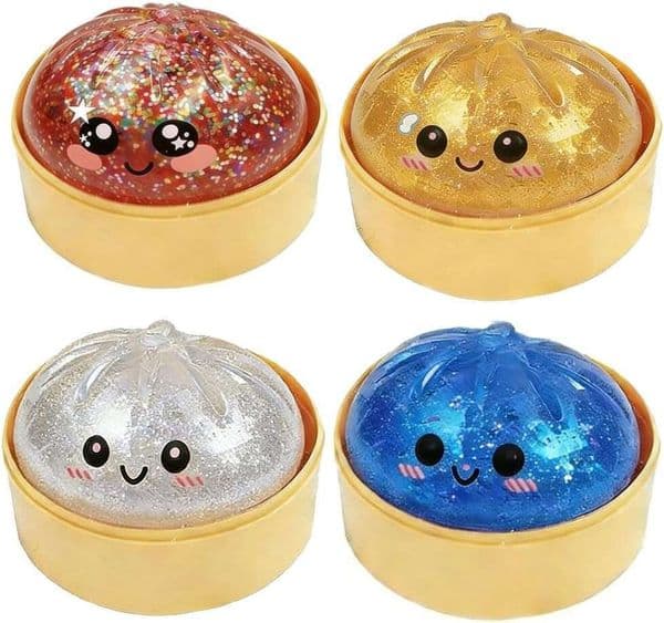 Squishy Dumpling 2026 New Bun Squeeze Ball with Steamer Box for Stress Relief 4 Pcs