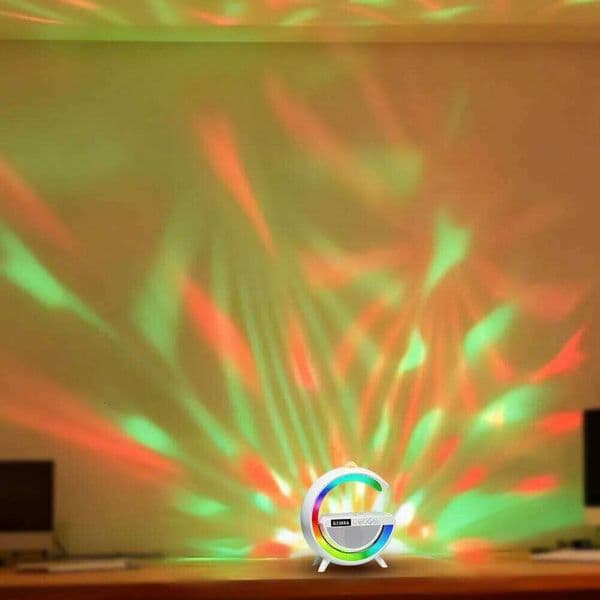 G-Shaped LED Star Projector, Bluetooth Speaker with Wireless Charging, RGB Ambient Light for Bedroom, Kids Room, Home Decor, Par