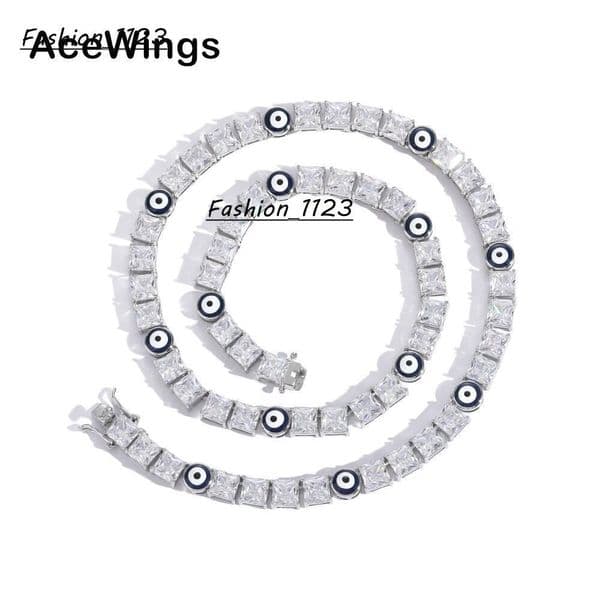 New 6MM Tennis Chain Hip Hop Single Row Chain Devils Eye Mens Zircon Necklace Tennis Chain