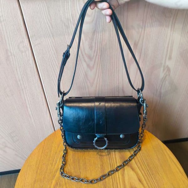 2026 New Studded Chain Small Square Bag, Women's Shoulder Crossbody Purse, Versatile Street Fashion Tote, Edgy Casual Style-3