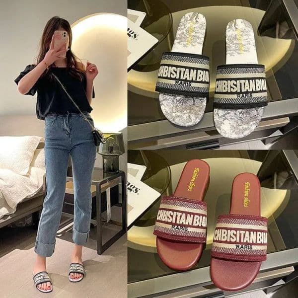 Outdoor Shoe designer sandals women designer shoes Retro slides 2026 Trends sliders Luxury Slider Flip Flops Ms Summer Beach Print Brand D Letter Embroideries Slide