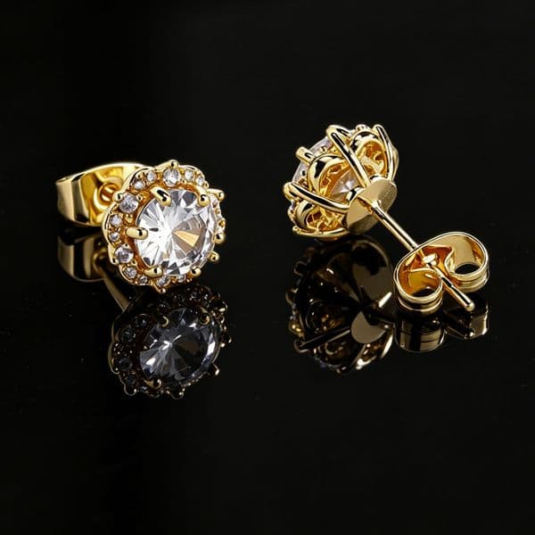 Zirconia-studded single diamond stud earrings with copper inlay 925 silver pin unique and fashionable design light luxury full-studded earrings