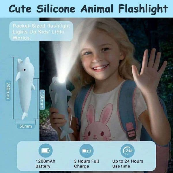 Cute Silicone Cartoon Flashlight Projector - Portable Soft Baby Sleeping Aid Lamp High Quality Kids Gift Toy for Children
