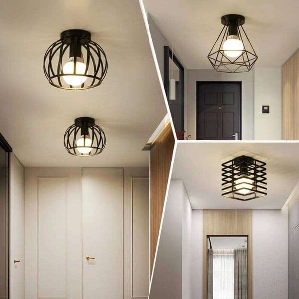 Retro E27 Lights Balcony Corridor Indoor Interior Black Ceiling Lamps Decor Metal for Bedroom Aisle Porch AC110-220V