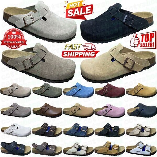 Designer Clogs Womens Mens Sandals Taupe black tan Clog Slippers Cork Flat High Quality Fashion Summer Genuine Leather Slide Favourite Beach Casual Shoes Size 35-46