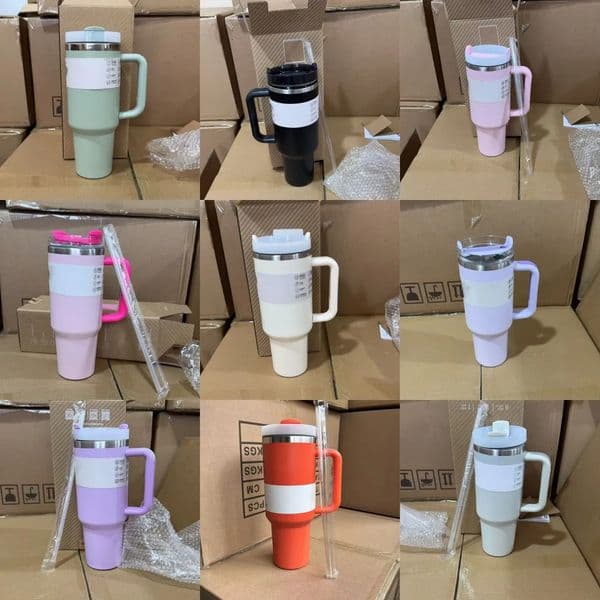 new Luxury Designer Decor Water room Bottles 40Oz Coffee Mug Handle Straw Vacuum Insulated Car Star Blue Lid Stainless Steel Double Wall Thermal 8 2026