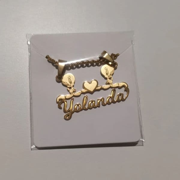 Custom Removable Cartoon Character Name Pendant Gold Color Stainless Steel Heart Nameplate Necklaces For Women Girl Kids260421