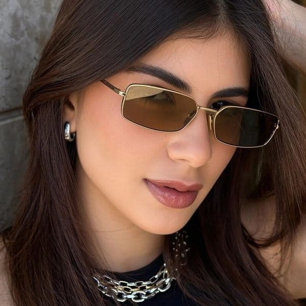 High Quality Modern Fashion Metal Small Square Frame Sunglasses Internet Celebrity Same Style Personality Trend Glasses Sun Protection