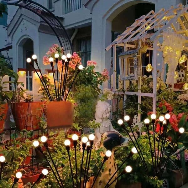 1/2/4 PCS Solar Garden Firefly Lights Outdoor Waterproof Starburst Swing Decorative Lamps for Path Yard Patio Pathway Landscape