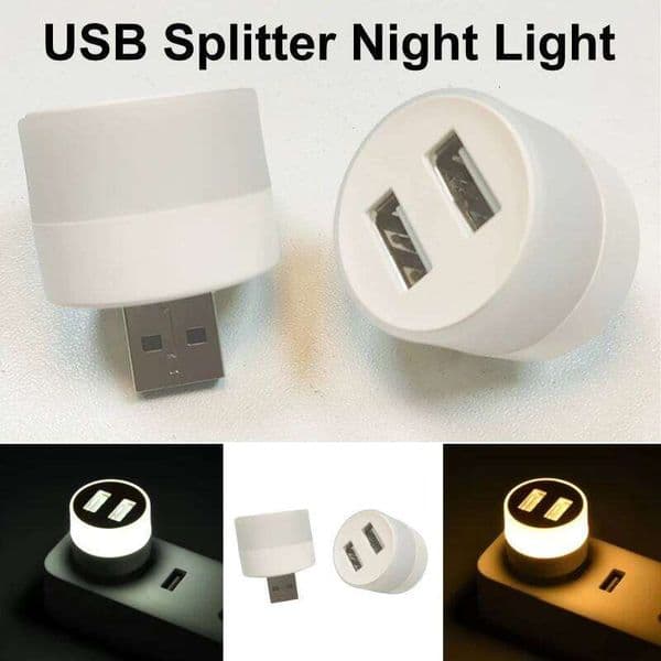 Mini splitter LED Light 2way USB Plug Night Power Bank Powered Outdoor Camping Lamp Small Reading Eye Protection Lamps