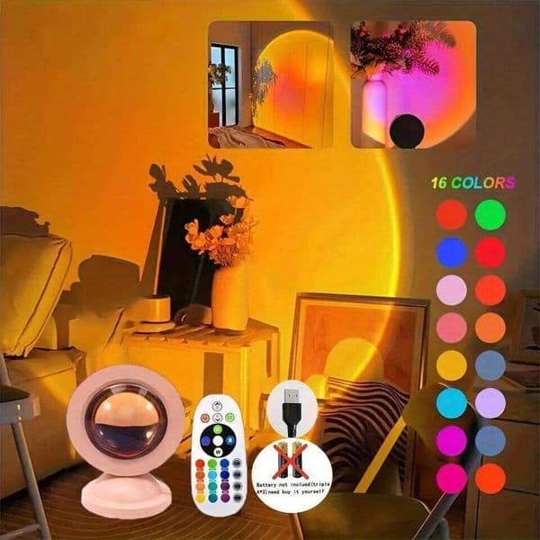 Sunset Projection LED Light with Remote Control, 16 Colors Night Light, RGB Lighted Sunrise Lights
