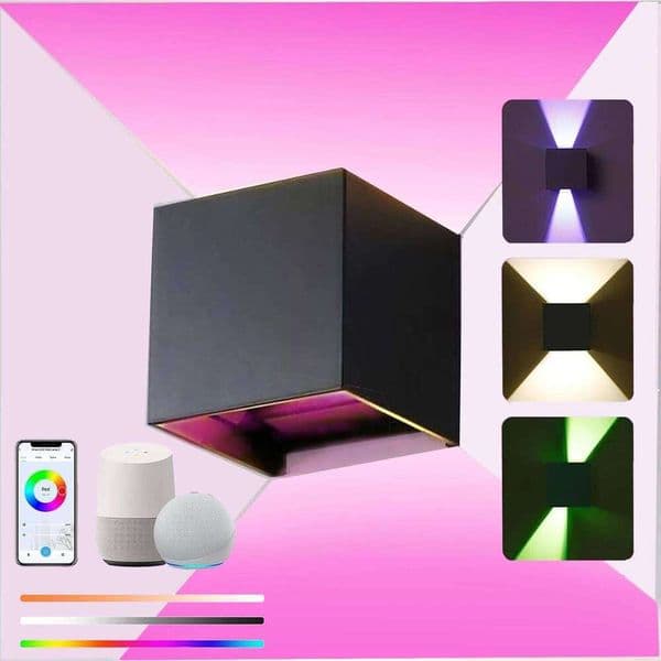 Smart Outdoor Color Changing RGB+ 2700K-6500K Square Aluminum Waterproof Rustproof App Control Up and Down Lights