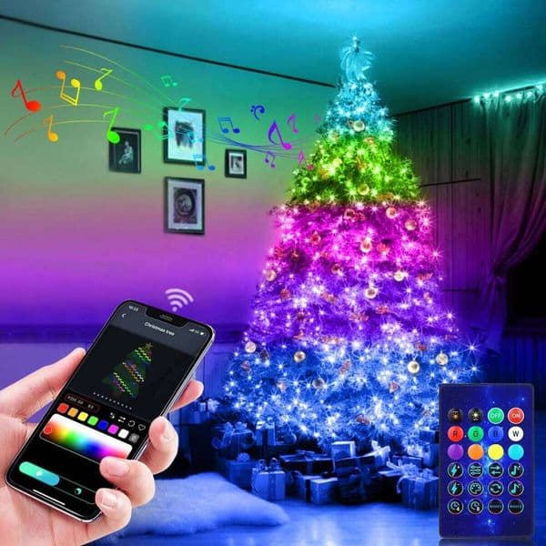 RGBIC Christmas Tree String USB Bluetooth Fairy Lights Wedding Camping Outdoor Garden Room Decor LED Garland Light