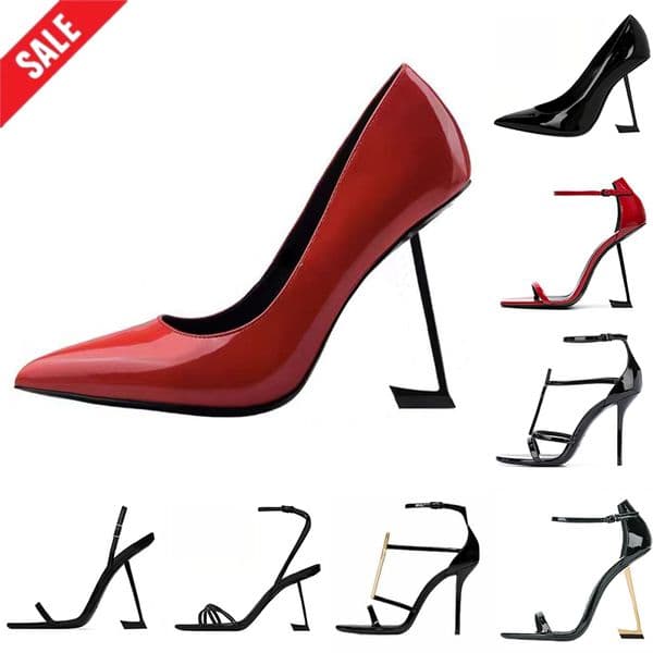 Women Mules Dress Shoes Womens Pumps High Heels 8cm 10cm Stiletto Designer Sandals Patent Leather Gold Black Red Leopard Elegant Heeled Ladies Classy Wedding shoes
