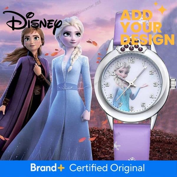 Designer Disney Elsa Girls Watch Elsa Princess Kids Watches Leather Strap Cute Children's Cartoon Wristwatches Gifts For Kids Girl Frozen Clock Luxury c97