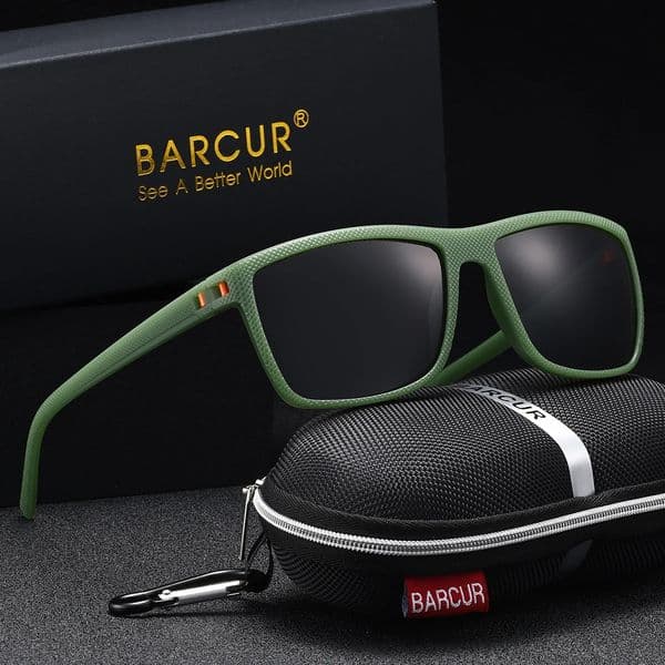 BARCUR Classic Men Sunglasses Comfort Durable PC Rectangular Frame TAC Lens Versatile Age Polarized Sunglasses 260424