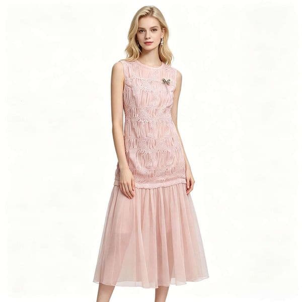 Designer's high-end women's summer new style vacation style sweet texture patch long women's vest