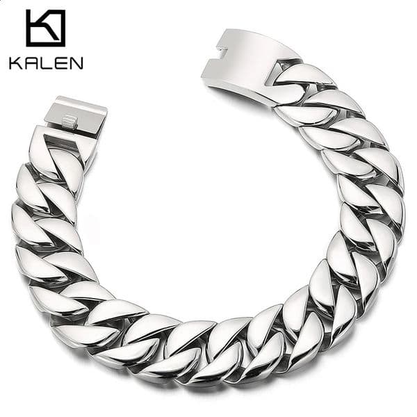 Kalen 20mm31mm Punk Mens Womens Stainless Steel Necklace Heavy Larger Necklace Curb Cuban Chain Choker Jewelry 4042cm Length 260424