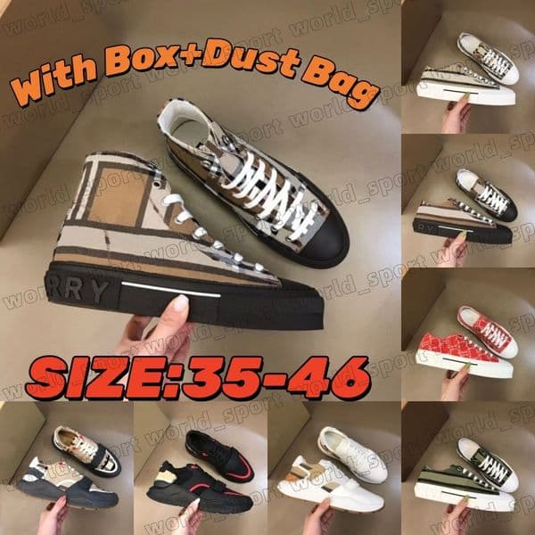 2026 With Box Top Designer Sneakers Vintage Ramsey Check Shoes Trainers Regis Cotton Suede Leather Sneaker Mens Archive Beige Birch Brown Soft Blue Chalk Size 36-46