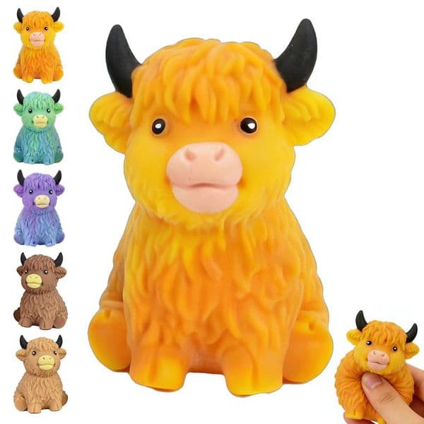 2026 New Highland Cow Squeeze Ultra Elastic TPR Material Slow Rebound Squishy Cute Decompression Fidget Sensory Toy Stress Relief Gift For Kids And Adults