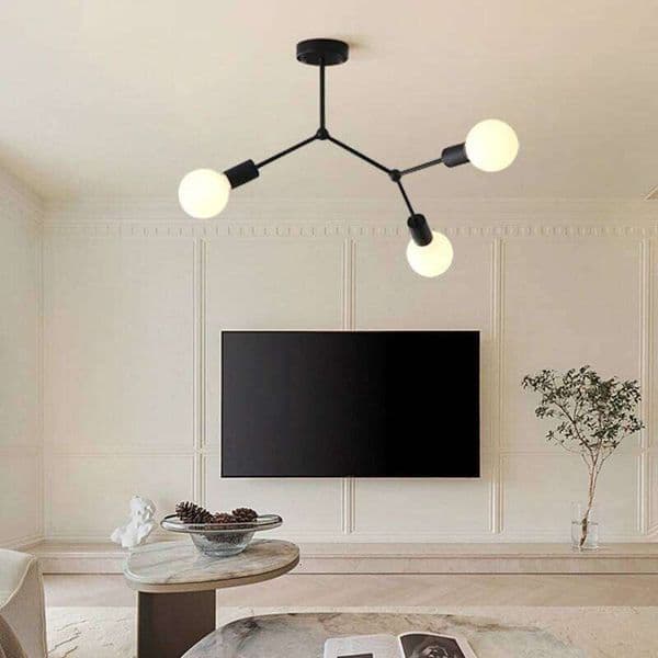 1Pc black modern three E27 base chandelier , suitable for living room, bedroom, kitchen lighting fixtures without bulb