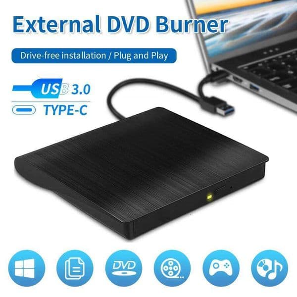 Type-C USB 3.0 External Player Portable Optical Drives Burner CD RW DVD ROM Writer Reader Recorder for PC Desktop Laptop